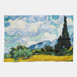 ビンセント・ヴァン・ゴッホサイプレスの小麦畑 キッチンタオル