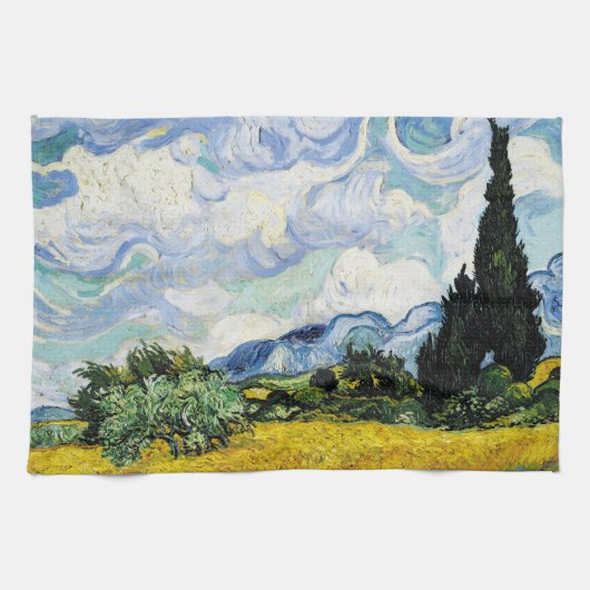 ビンセント・ヴァン・ゴッホサイプレスの小麦畑 キッチンタオル (横)