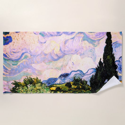 ビンセント・ヴァン・ゴッホサイプレスの小麦畑 ビーチタオル (正面)