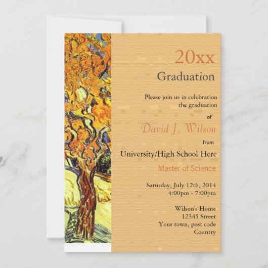ビンセント・ヴァン・ゴッホ卒業の桑の木 招待状 (正面)