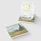 ビンセント・ヴァン・ゴッホ州のヒノキ付き小麦畑 ストーンコースター (横)