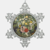 ビンセント・ヴァン・ゴッホ花束の花が花瓶に スノーフレークピューターオーナメント (正面)