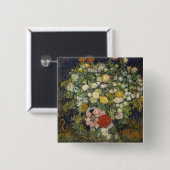 ビンセント・ヴァン・ゴッホ花束の花が花瓶に 缶バッジ (正面&裏面)