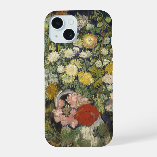 ビンセント・ヴァン・ゴッホ花束の花が花瓶に iPhone 15ケース (裏面)