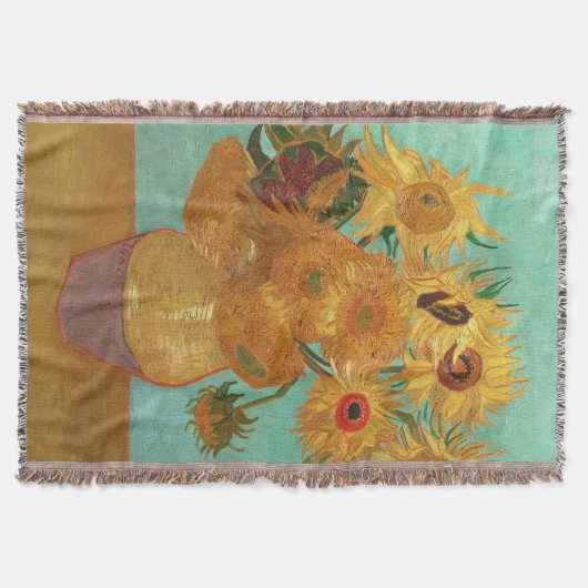 ビンセント・ヴァン・ゴッホ花瓶の中の12のひまわり スローブランケット (正面)