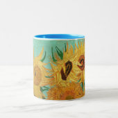 ビンセント・ヴァン・ゴッホ花瓶の中の12のひまわり ツートーンマグカップ (中央)