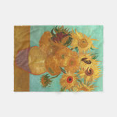 ビンセント・ヴァン・ゴッホ花瓶の中の12のひまわり フリースブランケット (正面(横))