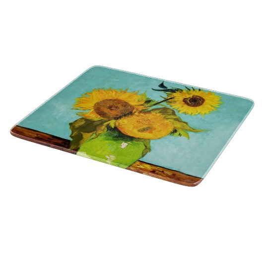 ビンセント・ヴァン・ゴッホ花瓶の中の3つのヒマワリ カッティングボード (角)