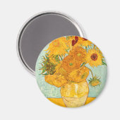 ビンセント・ヴァン・ゴッホ花瓶アートの12のひまわり マグネット (正面/裏面)