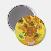 ビンセント・ヴァン・ゴッホ花瓶芸術の15のひまわり マグネット (正面/裏面)