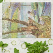 ビンセント・ヴァン・ゴッホ魚釣りイン春，ポンデクリシー キッチンタオル (折り畳み)