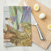 ビンセント・ヴァン・ゴッホ魚釣りイン春，ポンデクリシー キッチンタオル (四つ折り)