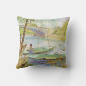 ビンセント・ヴァン・ゴッホ魚釣りイン春，ポンデクリシー クッション (裏面)