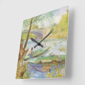 ビンセント・ヴァン・ゴッホ魚釣りイン春，ポンデクリシー スクエア壁時計 (傾斜)