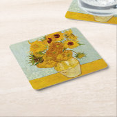 ビンセント・ヴァン・ゴッホ12ひまわり花印象派 スクエアペーパーコースター (アングル)