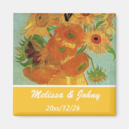 ビンセント・ヴァン・ゴッホ12本のひまわりの花瓶 マグネット (正面)