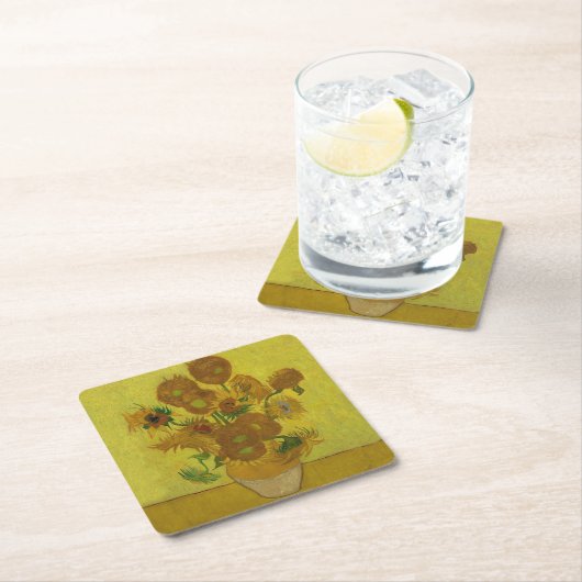ビンセント・ヴァン・ゴッホ15ひまわり絵画の花 スクエアペーパーコースター (インサイチュ)