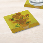 ビンセント・ヴァン・ゴッホ15ひまわり絵画の花 スクエアペーパーコースター (アングル)
