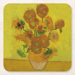 ビンセント・ヴァン・ゴッホ15ひまわり絵画の花 スクエアペーパーコースター