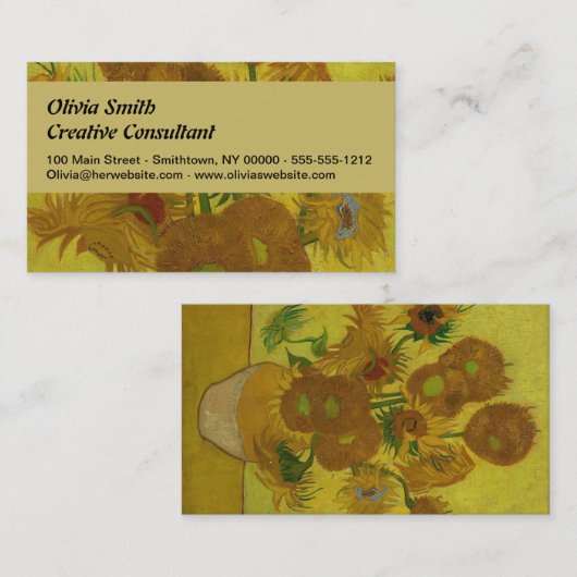 ビンセント・ヴァン・ゴッホ15ひまわり絵画の花 名刺 (正面/裏面)