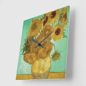 ビンセント・ヴァン・ゴッホ |ひまわり, 1888 スクエア壁時計 (傾斜)