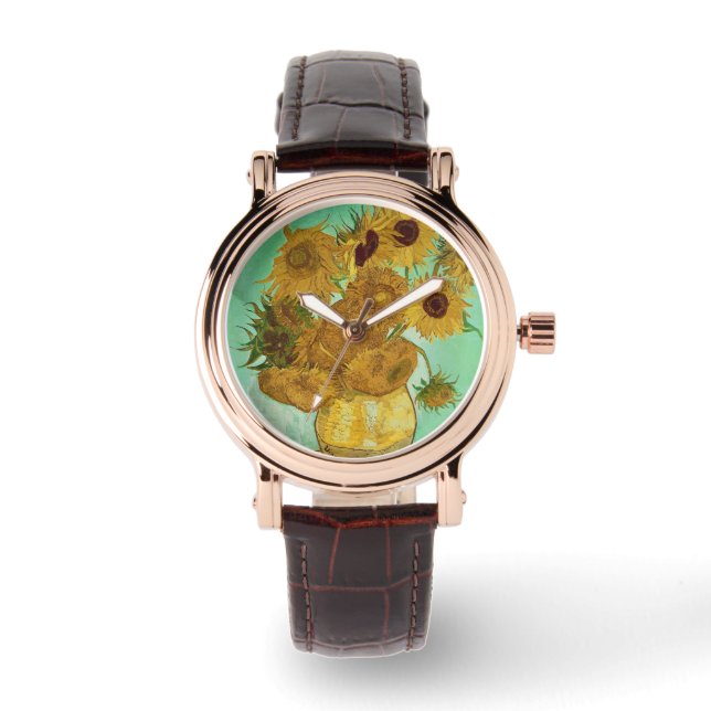 ビンセント・ヴァン・ゴッホ |ひまわり， 1888 腕時計 (正面)