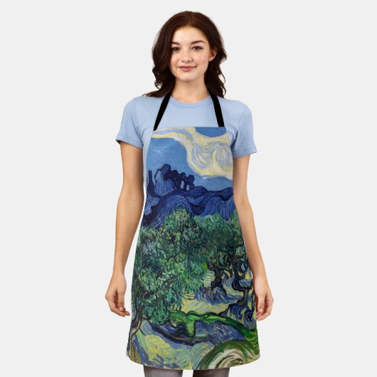 ビンセント・ヴァン・ゴッホ – アルピレスとオリーブの木 エプロン (着用した状態)