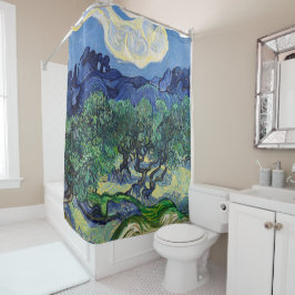 ビンセント・ヴァン・ゴッホ – アルピレスとオリーブの木 シャワーカーテン