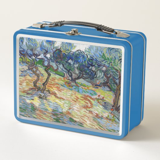 ビンセント・ヴァン・ゴッホ – オリーブの木：明るい青の空 メタルランチボックス (正面)