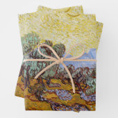 ビンセント・ヴァン・ゴッホ – オリーブの木，黄色の空と太陽 ラッピングペーパーシート (インサイチュ)