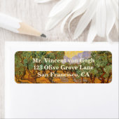 ビンセント・ヴァン・ゴッホ – オリーブの木,黄色の空と太陽 ラベル (インサイチュ)