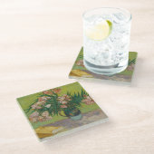 ビンセント・ヴァン・ゴッホ・オレアンダー絵を描フラワーズ ガラスコースター (アングル)