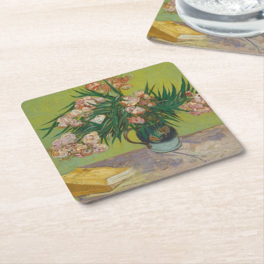 ビンセント・ヴァン・ゴッホ・オレアンダー絵を描フラワーズ スクエアペーパーコースター (アングル)