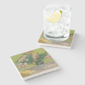 ビンセント・ヴァン・ゴッホ・オレアンダー絵を描フラワーズ ストーンコースター (横)