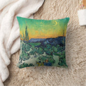 ビンセント・ヴァン・ゴッホ – カップルと月の風景 クッション (ブランケット)