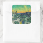 ビンセント・ヴァン・ゴッホ – カップルと月の風景 スクエアシール (バッグ)