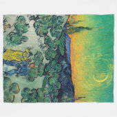 ビンセント・ヴァン・ゴッホ – カップルと月の風景 フリースブランケット (正面(横))