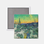 ビンセント・ヴァン・ゴッホ – カップルと月の風景 マグネット (正面/裏面)