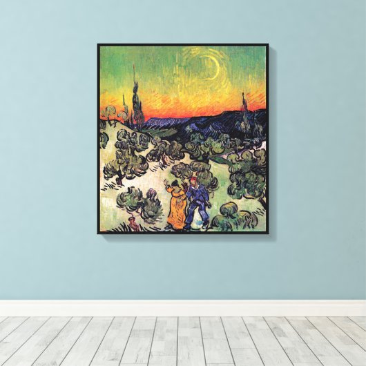 ビンセント・ヴァン・ゴッホ – カップルファインアートの風景 キャンバスプリント (インサイチュ (ウッドフロア))