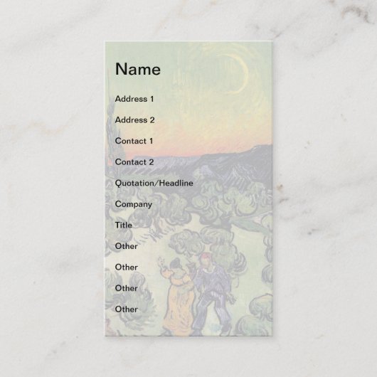 ビンセント・ヴァン・ゴッホ – カップルファインアートの風景 名刺 (正面)