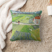 ビンセント・ヴァン・ゴッホ – キャリッジ&トレイン付き風景 クッション (ブランケット)