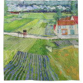 ビンセント・ヴァン・ゴッホ – キャリッジ&トレイン付き風景 シャワーカーテン (正面)