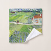 ビンセント・ヴァン・ゴッホ – キャリッジ&トレイン付き風景 バスタオルセット (ウォッシュタオル)