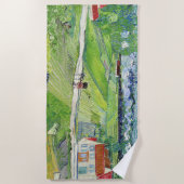 ビンセント・ヴァン・ゴッホ – キャリッジ&トレイン付き風景 ビーチタオル (正面)