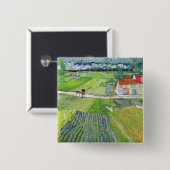 ビンセント・ヴァン・ゴッホ – キャリッジ&トレイン付き風景 缶バッジ (正面&裏面)