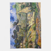 ビンセント・ヴァン・ゴッホ – コルデビルの草葺きコテージ キッチンタオル (縦)