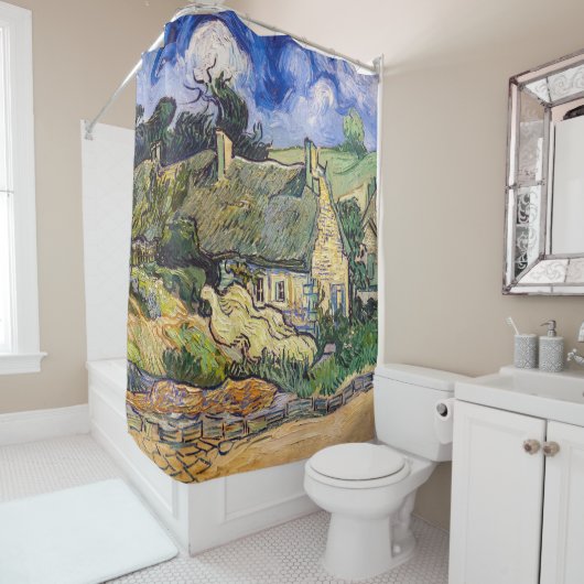 ビンセント・ヴァン・ゴッホ – コルデビルの草葺きコテージ シャワーカーテン (インサイチュ)