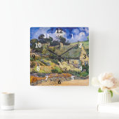 ビンセント・ヴァン・ゴッホ – コルデビルの草葺きコテージ スクエア壁時計 (ホーム)