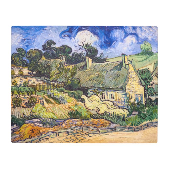ビンセント・ヴァン・ゴッホ – コルデビルの草葺きコテージ メタルプリント (正面)