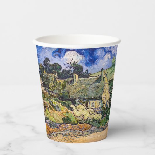 ビンセント・ヴァン・ゴッホ – コルデビルの草葺きコテージ 紙コップ (正面)
